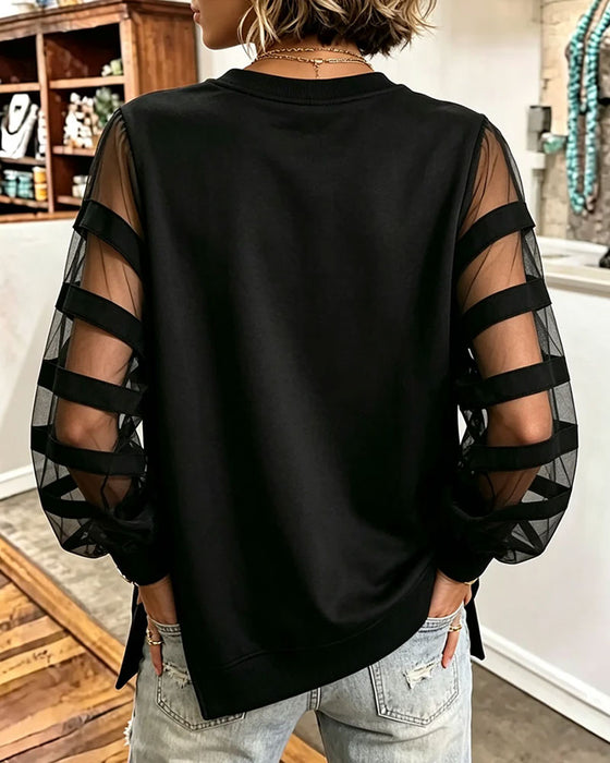 Sweatshirt Rund Hals Slids Solid Farve Tyld