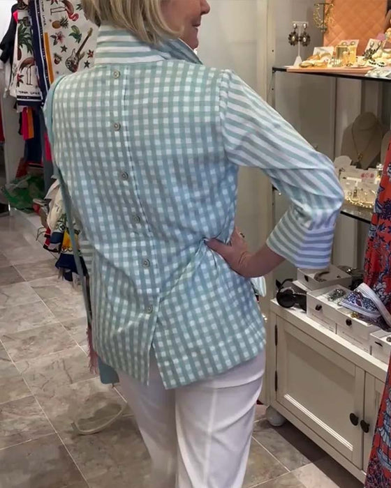 Bluse Stribet Slag Tre Kvart Ærme
