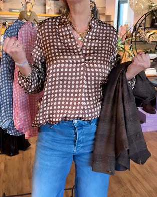 Bluse Prik Langærme Trykt