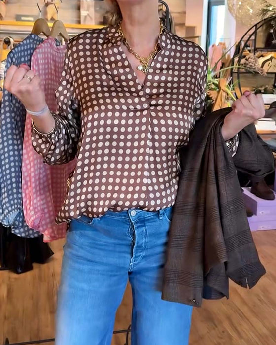 Bluse Prik Langærme Trykt