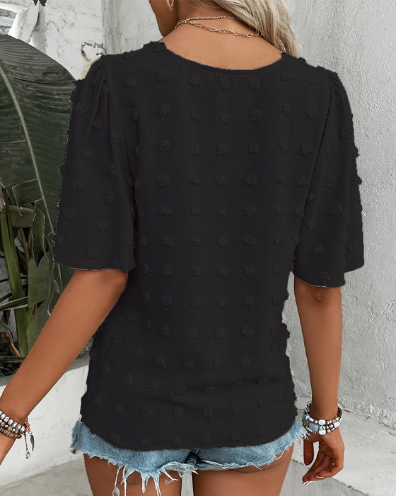 Bluse Sammenføjet Jacquard Flæseærme