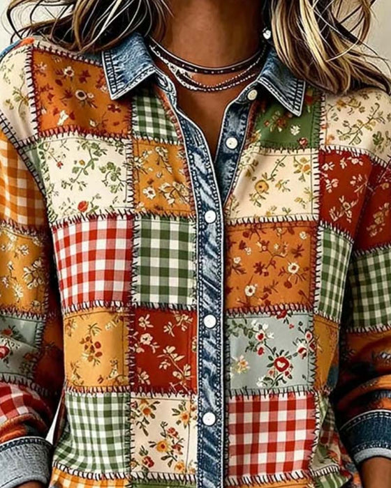 Top Kraveternet Denim Patchwork