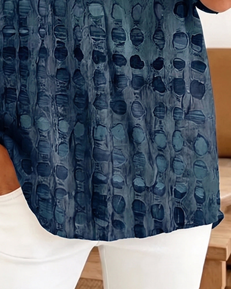 Bluse Prikket Tryk Knap Halv Stolpe