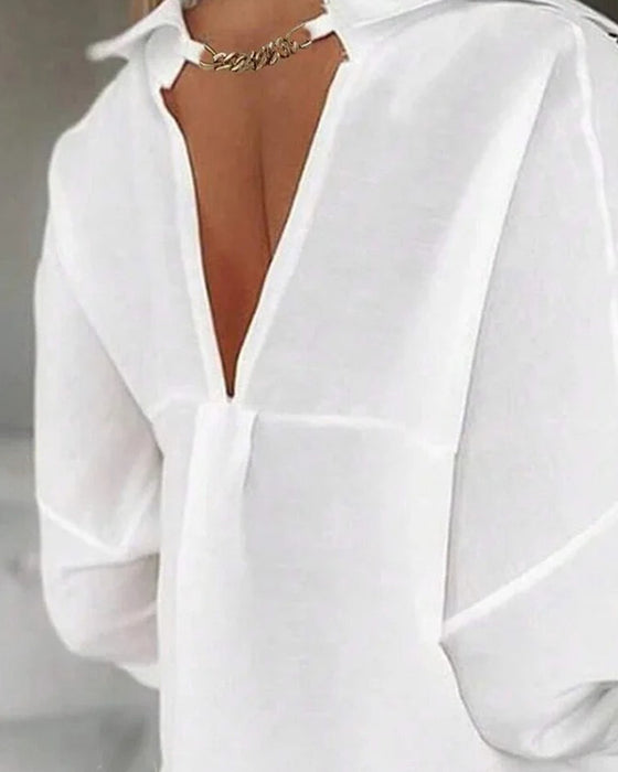 Kjole 100% Bomuld Hulsøm V-Ryg Mode