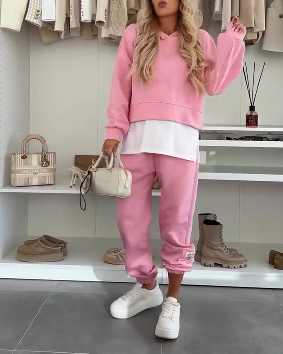 Sæt Casual Hættetrøje Og Bukser