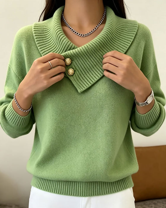 Pullover Diagonal Slag Knap Ensfarvet