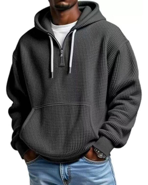 Hoodie Herre Ensfarvet Lynlås Pullover