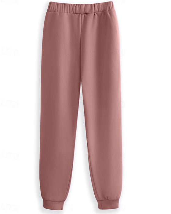 Fleeceforede fritidsbukser med skrift