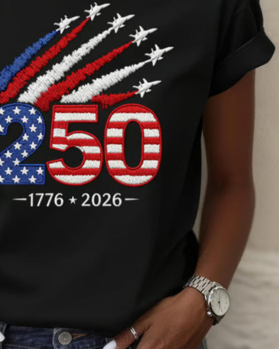 T-Shirt Flag Fly Print Kort Ærme