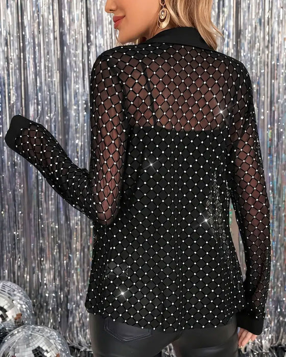 Skinnende Skjorte Med Revers Og Lange Ærmer