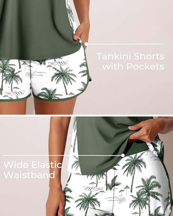Tankini Farveblok Boyleg Trykt
