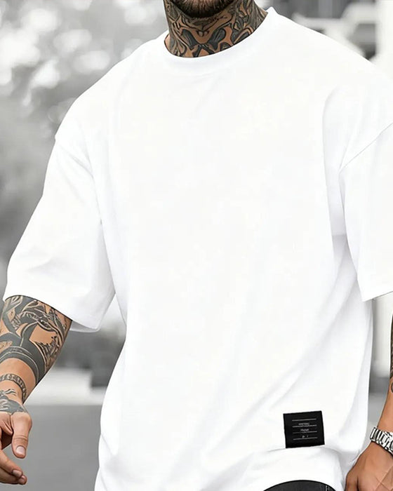 T-Shirts Rund Hals Løs Vævet Mærkat