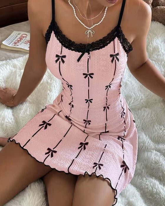 Søvnkjole Blonde Sløjfe Tryk