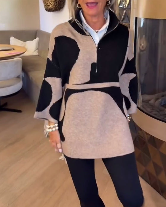 Pullover Med Halv Lynlås Og Moderne Stående Krave