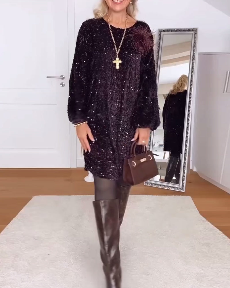 Lygteærmer Løs Med Glitter Kjole