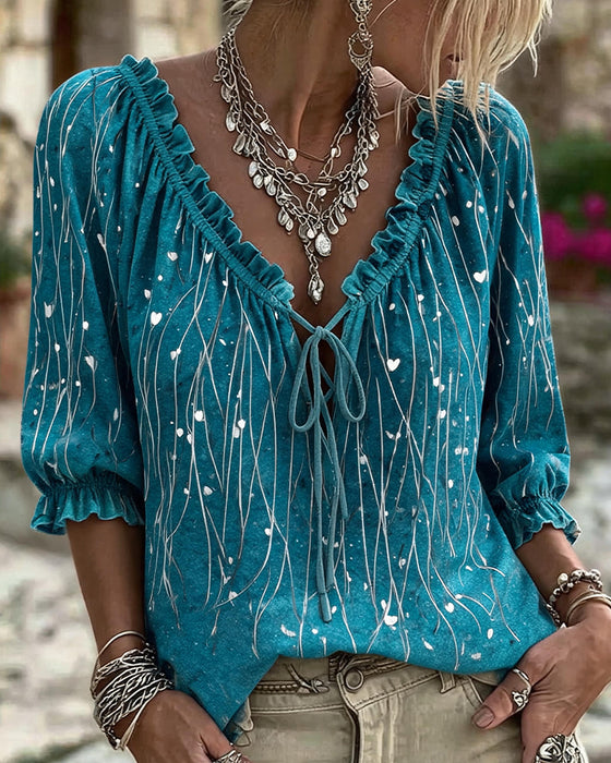 Bluse Hjerte Linje Placement Tryk Slips