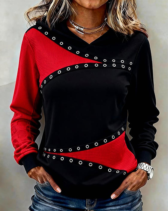 Afslappet Hættetrøje Med Farvekontrast