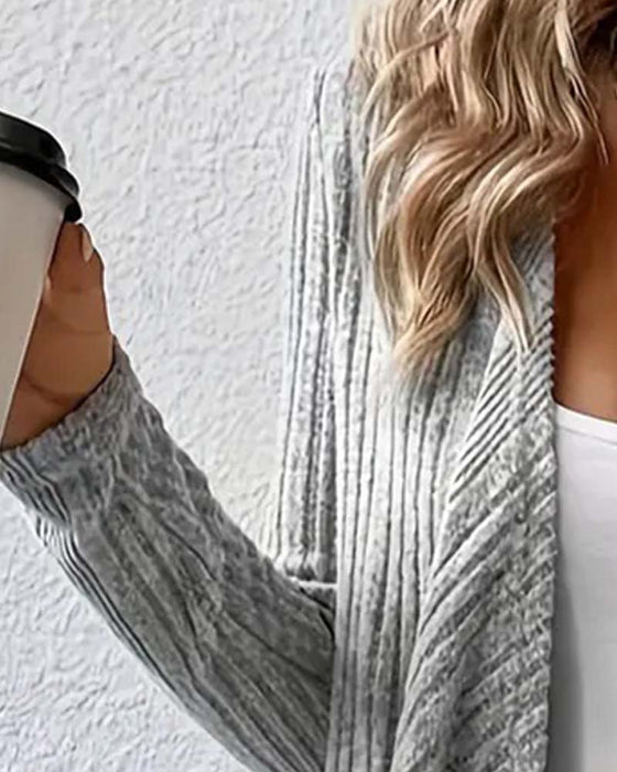 Cardigan Casual Ensfarvet Uregelmæssig