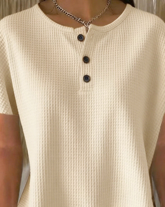 T-shirt Knap V-hals Afslappet