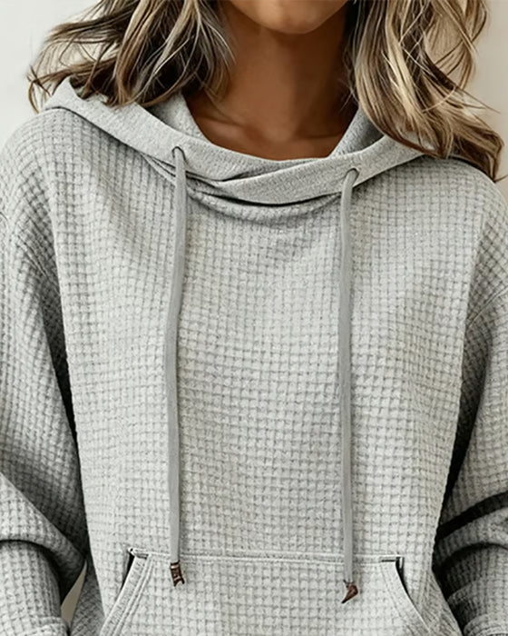 Sweatshirt Hætte Snor Vaffel