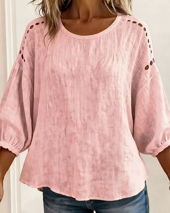 Bluse Udhullet 100% Bomuld