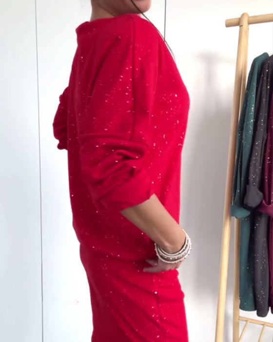 Kjole Rund Hals Fin Glitter Modne