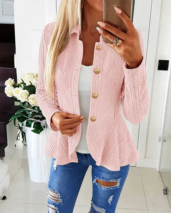 Jakke Knap Casual Ensfarvet