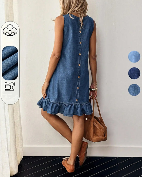 Kjoler ærmeløs Denim Havfrue Vest Kort