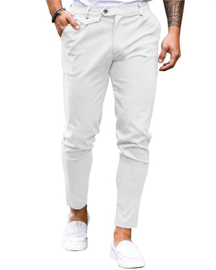 Bukser Solid Farve Knap Foran Slim Fit Afslappet