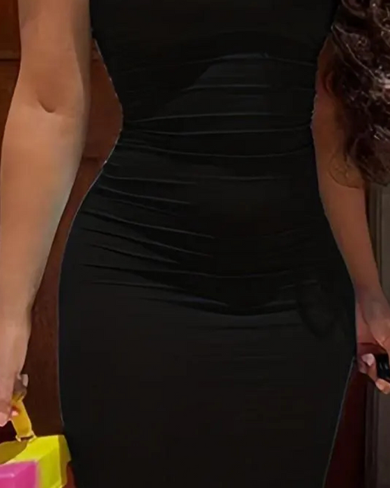 Kjole Ensfarvet Ærmeløs Mode Bodycon