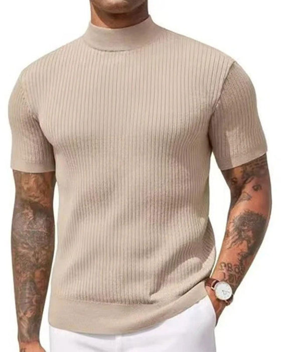 T-Shirt Mock Neck Herre Kort Ærme