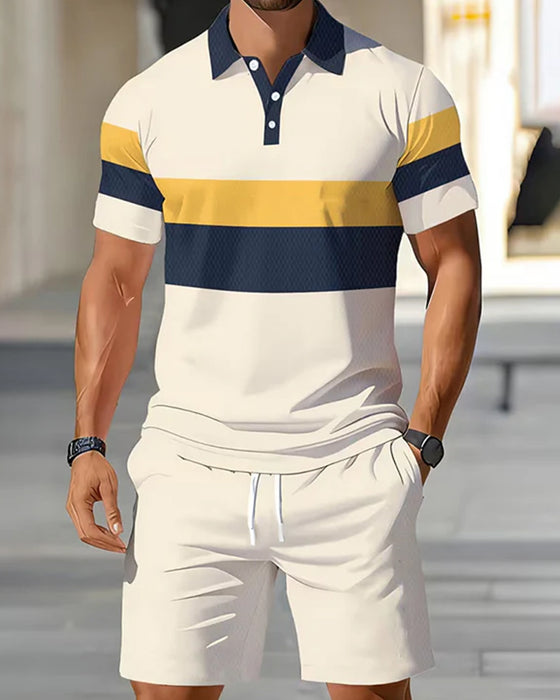 Set Stribet Polo Herre Shorts