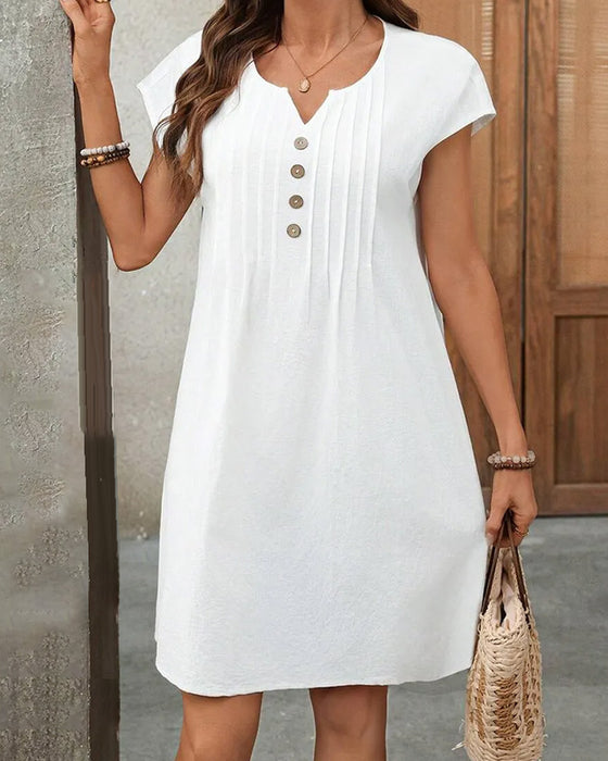 Kjole Lille V-Udskæring Plisseret