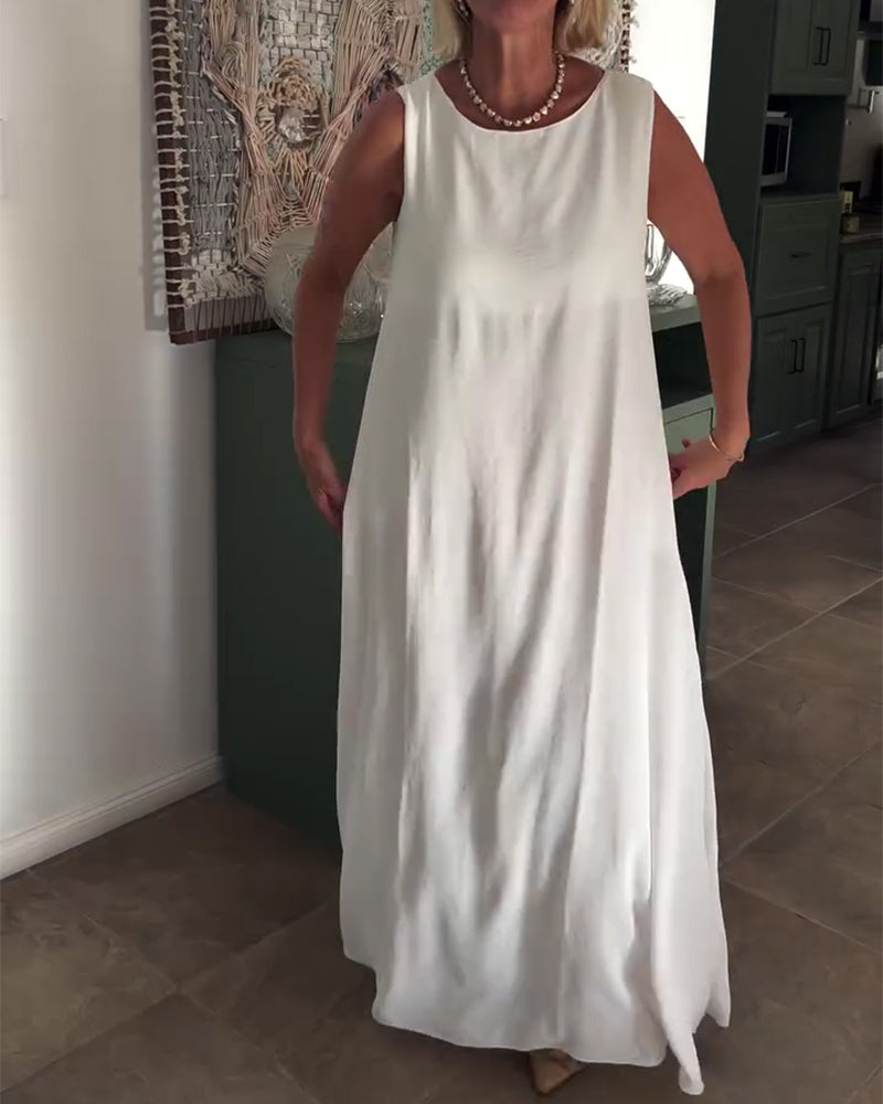 Kjole Ærmeløs Løs Draperet Lang