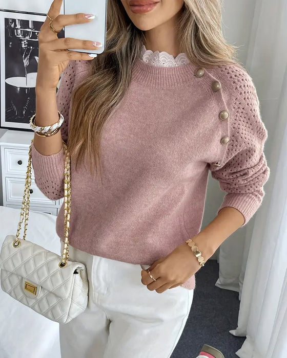 Sweater Elegant Ruffle Udhulet Kant