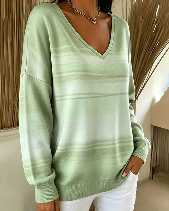 Sweatshirts V-Hals Lang Ærme Ombre