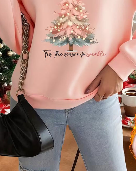Sweatshirt Juletræ Tryk Rund Hals
