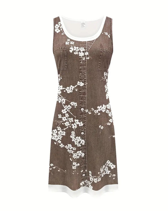 Kjole Casual Ærmeløs Vest Print