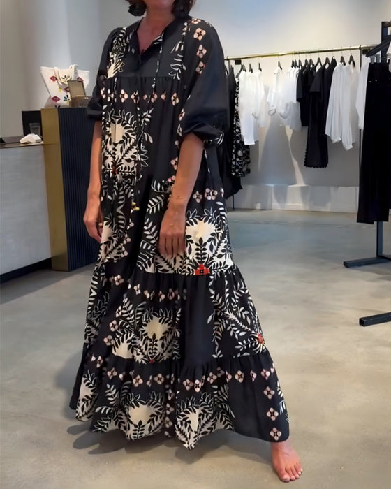 Kjole Slips Blomstrende Fuld Nederdel Ferie Maxi