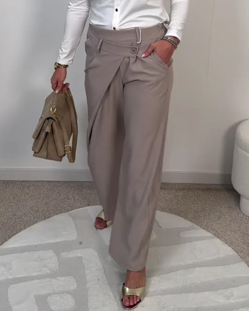 Bukser Casual Ensfarvet Asymmetrisk