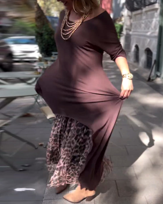 Kjole Langærmet Ensfarvet Uregelmæssig