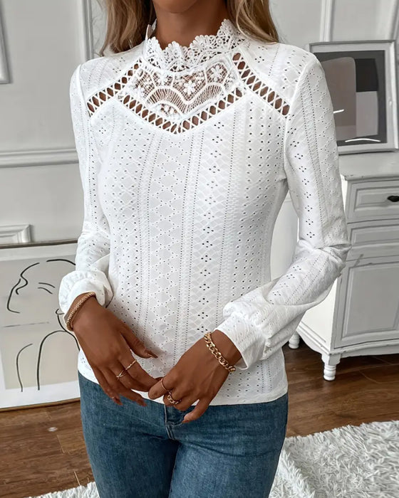 Top Knipling Rund Hals Langærmet