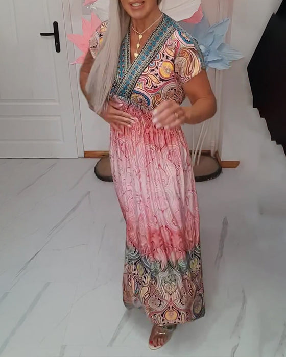 Kjole Bohemian V-hals Taljeret Ferie
