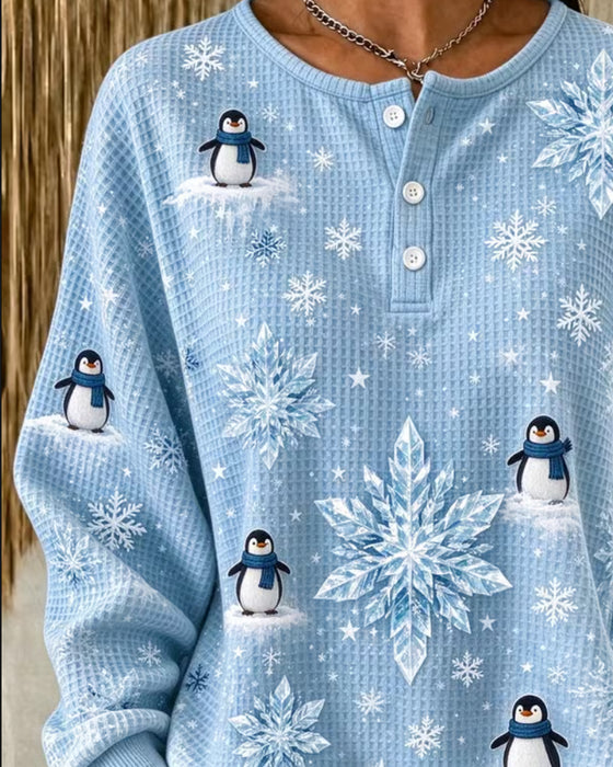 Top Pingvin Snefnug Vaffelstrik Henley