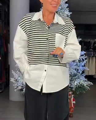 Skjorte Stribet Knaphals