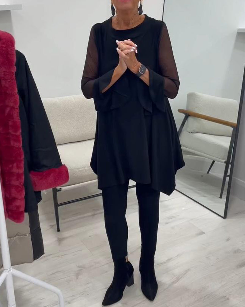 Bluse Med Uregelmæssig Kant Og Udstående Ærmer