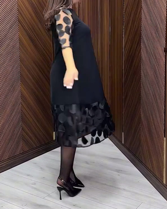 Kjole Mesh Stitching Modne Rund Hals