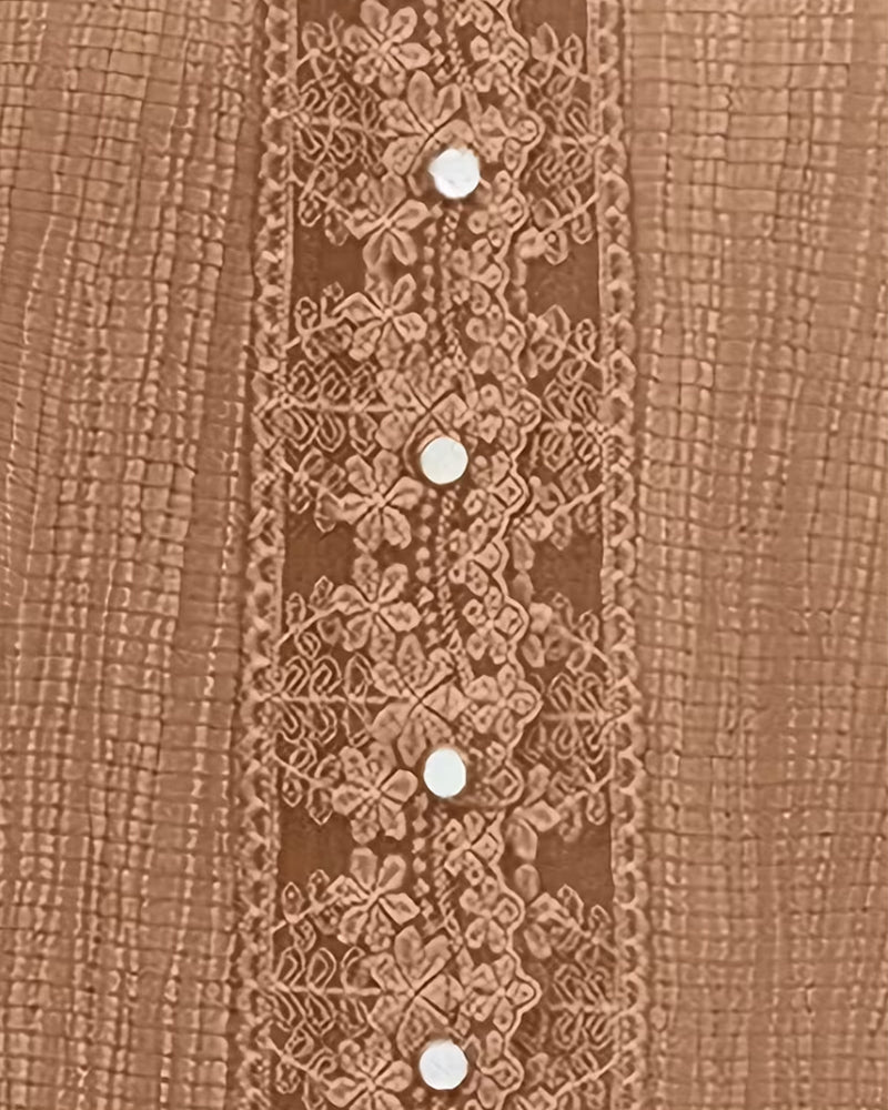 Bluse Blonde Patchwork V-Hals Puf Ærme