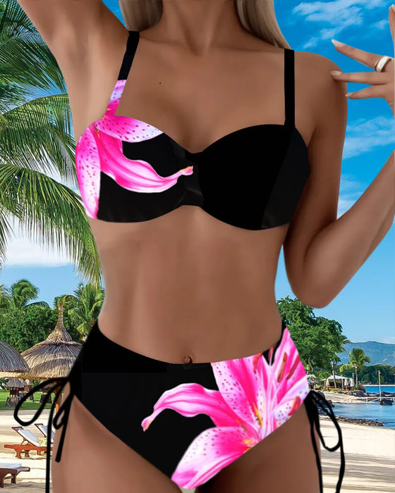 Bikini Triangel Snørre Blomsterprint