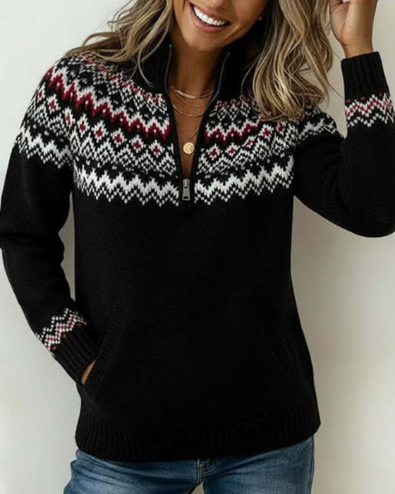 Sweater Vintage Halvlynlås Krave